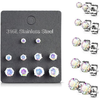 Zirconia Silver 5 pair, 5 s pairs