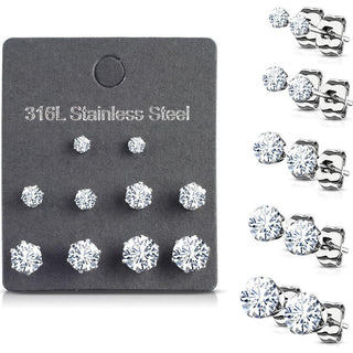 Zirconia Silver 5 pair, 5 s pairs