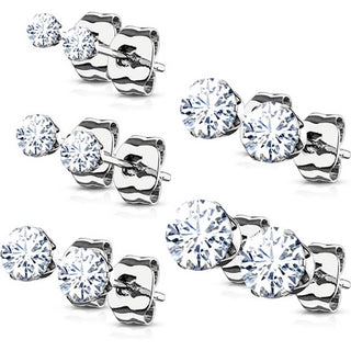 Zirconia Silver 5 pair, 5 s pairs