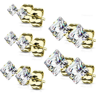 Square Zirconia 5 pairs, 5 s pairs