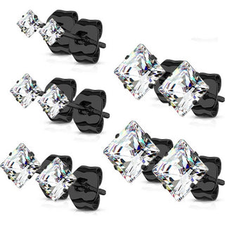 Square Zirconia 5 pairs, 5 s pairs