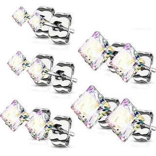 Square Zirconia 5 pairs, 5 s pairs