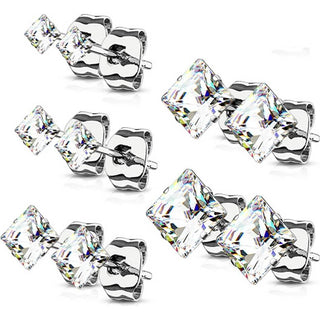Square Zirconia 5 pairs, 5 s pairs