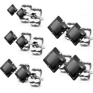 Square Zirconia 5 pairs, 5 s pairs