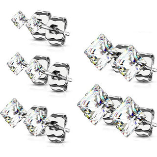 Square Zirconia 5 pairs, 5 s pairs