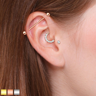 Barbell Set Zirconia Barbell Ring, 3  pieces