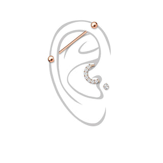 Barbell Set Zirconia Barbell Ring, 3  pieces