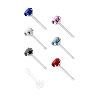 Nose Stud Set Zirconia, 7  pieces