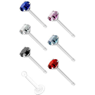 Nose Stud Set Zirconia, 7  pieces