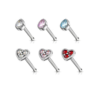Nose Stud Set Zirconia, 6  pieces