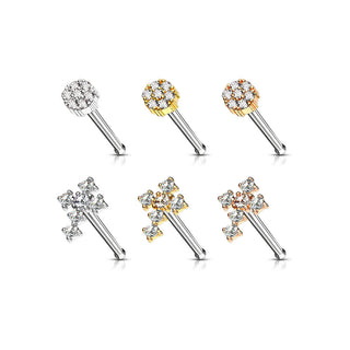 Nose Stud Flower Cross Zirconia, 6  pieces