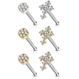 Nose Stud Flower Cross Zirconia, 6  pieces