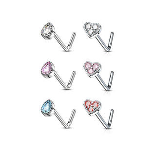 Nose L-Shape Set Zirconia Silver, 6  pieces