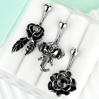 Belly Button Piercing Set Zirconia Silver, 3  pieces