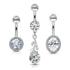 Belly Button Piercing Round Zirconia, 3  pieces