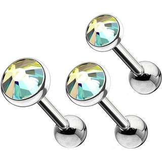 Barbell Round Zirconia Silver, 3  pieces