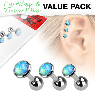 Barbell Opal Round Silver, 3  pieces