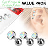 Barbell Opal Round Silver, 3  pieces