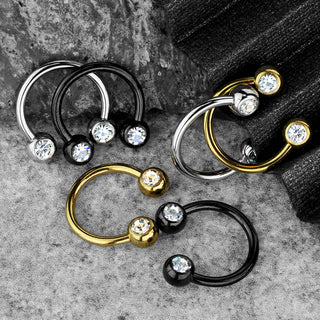 Horseshoe Ball Zirconia, 6  pieces
