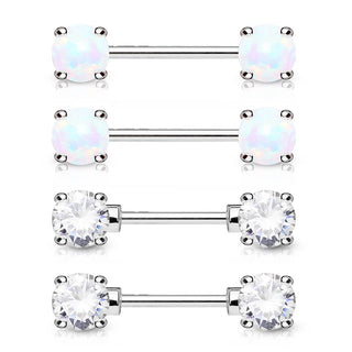 Nipple Piercing Ball Zirconia Opal, 2 s pairs