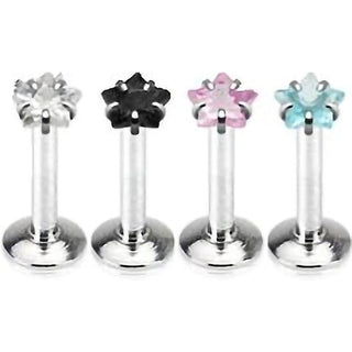 Labret Star Zirconia Silver Internally Threaded, 4 pieces