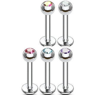 Labret Zirconia Ball Silver, 5  pieces