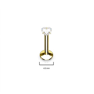 Labret Heart Zirconia Internally Threaded, 4  pieces