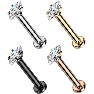 Labret Marquise Cut Zirconia Internally Threaded, 4  pieces