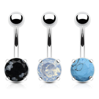 Belly Button Piercing Zirconia Round Silver, 3  pieces