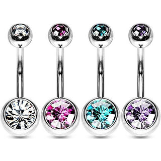 Belly Button Piercing Zirconia Ball Silver, 4  pieces