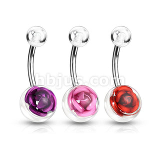 Belly Button Piercing Rose, 3  pieces