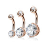 Belly Button Piercing Zirconia Round Gold, 3  pieces