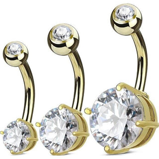 Belly Button Piercing Zirconia Round Gold, 3  pieces