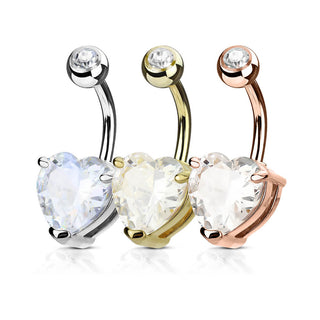 Belly Button Piercing Heart Zirconia, 3  pieces