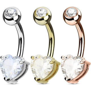 Belly Button Piercing Heart Zirconia, 3  pieces