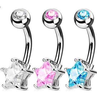 Belly Button Piercing Star Zirconia, 3  pieces