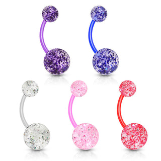 Belly Button Piercing Acrylic Ultra Glitter Ball , 5 pieces