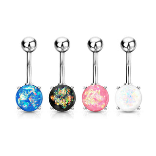 Belly Button Piercing Opal Silver, 4  pieces