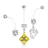 Belly Button Piercing Set Zirconia, 3  pieces