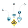 Belly Button Piercing Set Zirconia, 3  pieces