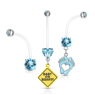 Belly Button Piercing Set Zirconia, 3  pieces