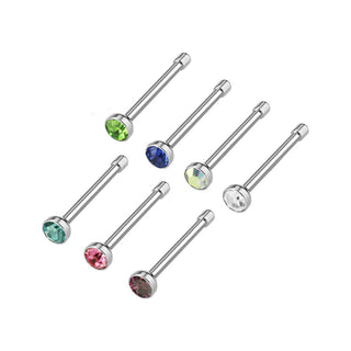 Nose Stud Zirconia Round Silver, 7  pieces