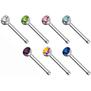 Nose Stud Zirconia Round Silver, 7  pieces