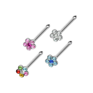 Nose Stud Flower Zirconia Silver, 4  pieces