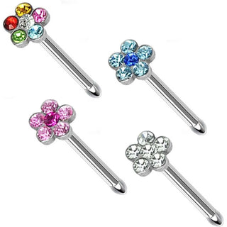 Nose Stud Flower Zirconia Silver, 4  pieces