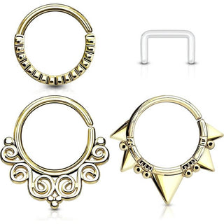 Septum Piercing Set Ring Retainer Bendable, 3  pieces