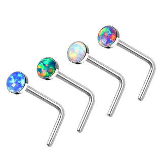 Nose L-Shape Opal Silver, 4  pieces