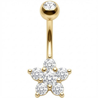 Bauchnabelpiercing Fünfblättrige Kristall Blume Blüte