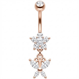 Bauchnabelpiercing Kristall Blume Anhänger Schmetterling