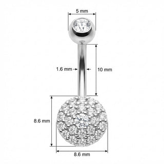 Bauchnabelpiercing Runde Kristall Pave Scheibe